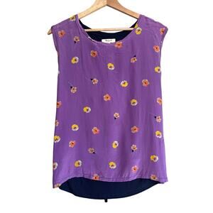 Madewell Small Purple and Navy Floral Sleeveless Top